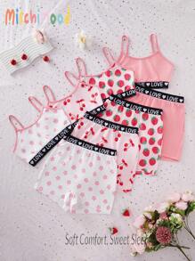 Set de 8 piezas de ropa interior para niñas con estampado de corazones y cintura elástica