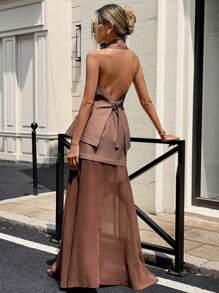 Siren Gaze Professional Women Clothes Graduation Dress Business Casual Woman Women Two Pieces Outfits For Daily Wear Summer Elegant Brown - Brown - View 5