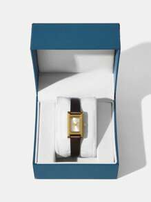 MOTF PREMIUM RELOJ MINI DE ORO CON TEXTURA A RAYAS MARRONES