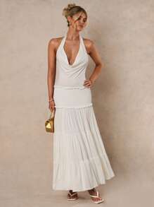 Glamine 女士性感纯色露背连衣裙，夏季