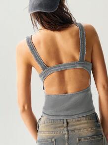 Bohemela Top corto da donna a costine, con scollo a V, di colore unito, adatto per lo stile casual da vacanza estiva