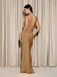 AiiRZ Elegant Halter Neck Maxi Dress Evening Gown Formal Wedding Guest Floor Length Special Occasion Party Dress,Bodycon Dress