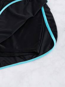 Swim Basics Springbreak Women's Black & White Colorblock Trim Sports Casual Shorts, Beach Shorts For Summer Beach Vacation