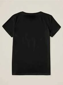 EMERY ROSE Women's Plus Size Slogan Graphic T-Shirt, Suitable For Spring And Summer