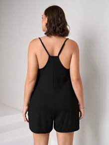 Chikora 大码女式纯色口袋休闲连体裤，夏季