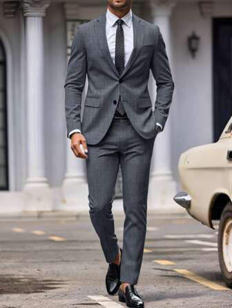 Manfinity Mode Plus Size Men's Long Sleeve Suit Set