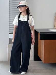 Dazy Kids Tween Girls' Loose Fit Casual Denim Overalls