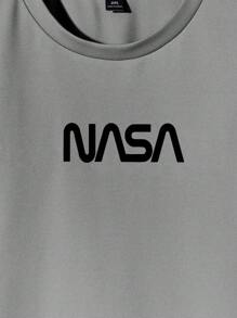 RueChic Camiseta de manga corta de cuello redondo con estampado de letras casual de verano para hombres