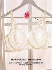 LUVLETTE Woman Lingerie Lounge Curve Full Coverage Pushup&Breathable Underwire Sexy Unlined White Lace Elegance & Mesh Minimizer Bra Bridal Intimates - White - View 10