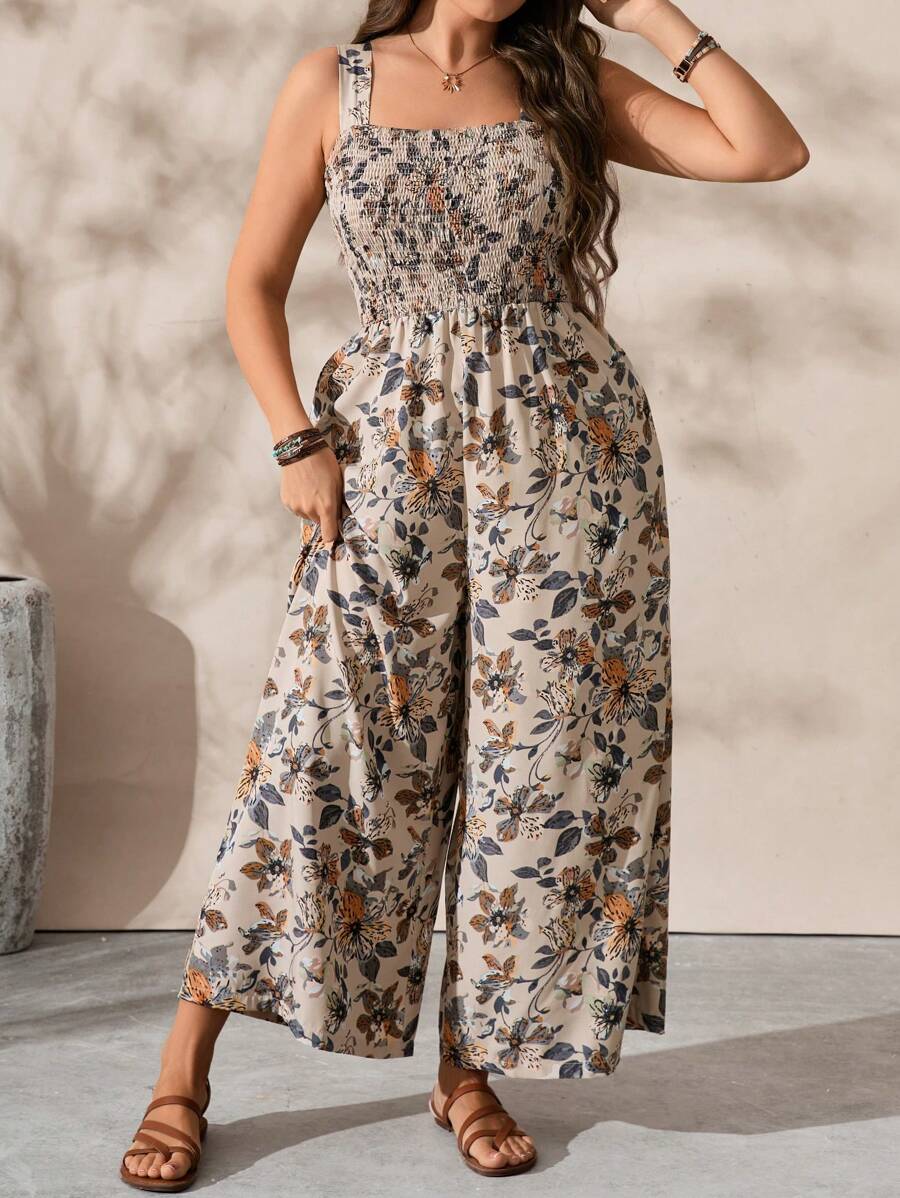 EMERY ROSE Bộ đồ liền thân thường ngày in hoa cổ vuông cỡ lớn dành cho nữ - Nhiều màu - Xem 1