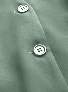 SHEIN LUNE Women's Solid Color V-Neck Sleeveless Single-Breasted Commute Vest Jacket - Olive Green - View 6