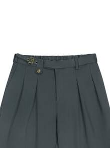 Manfinity Bizformal Pantalón de traje entallado de color liso para hombres, apropiado para negocios/trabajo