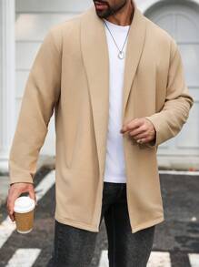 Manfinity Homme 男士纯色休闲长袖外套男夹克秋冬季男士外套卡其色轻薄户外夹克送朋友老公男朋友礼物 - 卡其色 - 查看 7