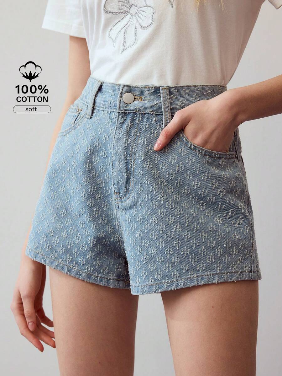 MOTF STUDIO TEXTURED SLANT POCKET DENIM SHORTS