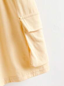 Loomiva Set de 2 piezas para niños pequeños con camiseta de cuello redondo holgada de manga corta y pantalón corto con cordón en la cintura, de uso casual - Amarillo - Ver 6