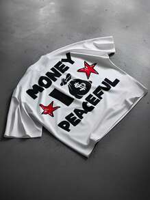 Manfinity EMRG Camiseta de manga corta casual con estampado gráfico de ángel de moda, para verano