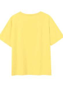 SHEIN LUNE Lemon And Letter Printed Short Sleeved Round Neck T-Shirt - Soft, Breathable, Slightly Elastic, Summer And Spring Casual Top For Women's Regular Fit Clothing Pattern T-Shirt For Women's Top - Yellow - View 2