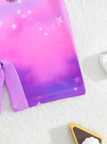 SHEIN Baby Girls Printed Long Sleeve Rashguard Swimsuit - Purple - View 3