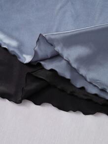 SilkySpell 双色纯色交叉带缎面女式睡袍