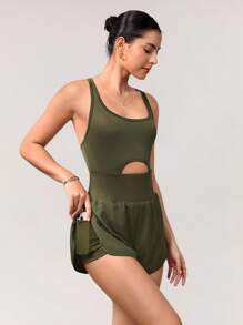 Activina 帶手機口袋的前開衩運動連身褲