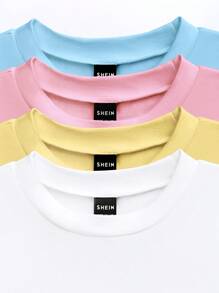 valorelle valorelle 4件套女式纯色短款修身圆领短袖T恤 - 彩色 - 查看 5