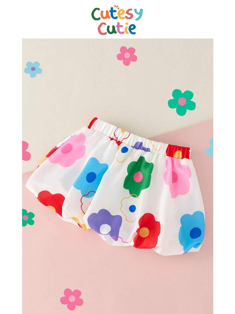 CutesyCutie Young Girl Ditsy Floral Woven Midi Casual Skirt - Multicolor - View 1