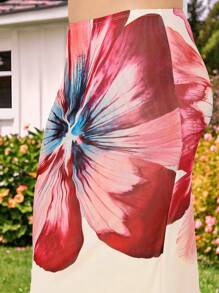 INAWLY Vintage Floral Summertime Beach Vacation Style Floral Skirt For Women - Multicolor - View 3