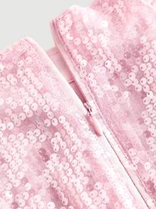 SHEIN MOD Váy dự tiệc mini đính sequin màu hồng tôn dáng - Hồng - Xem 5