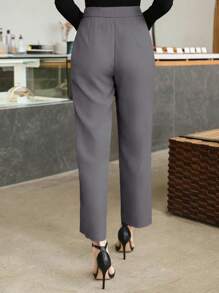 DAZY Pantalones de oficina rectos y plisados de unicolor para mujeres, pantalones vestir para mujeres