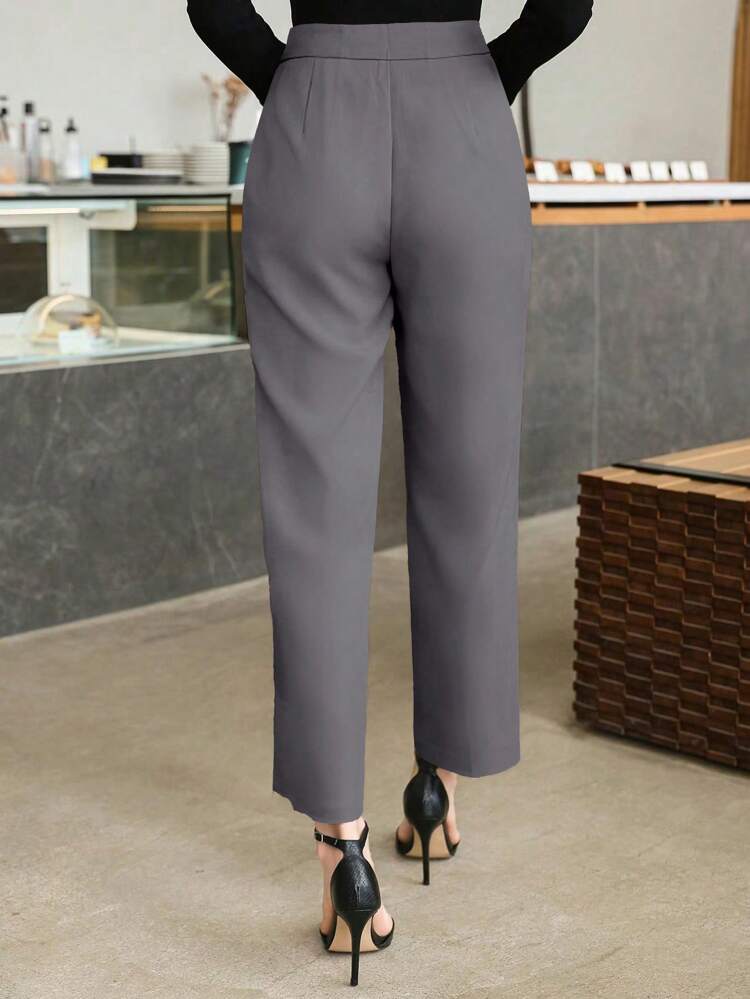 Women's Solid Color Pleated Straight Leg Office Pants, Women Dress Pants Fall/Winter Business Attire