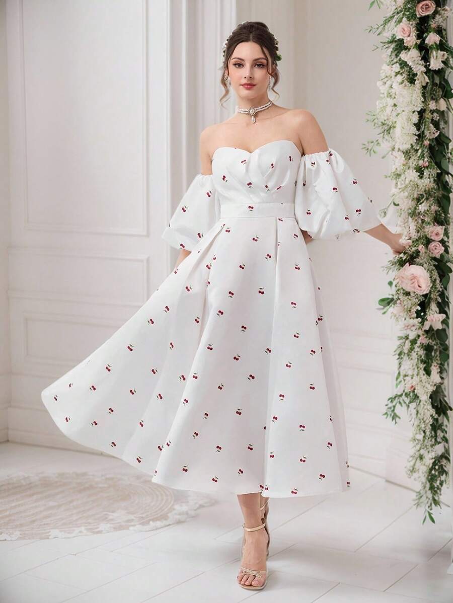 Modelyn Formal Party Graduation Dress For Women (Heavy Embroidery), Prom Dress - White - View 1