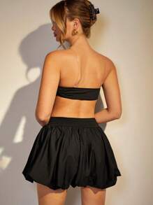 COSMINA 女士夏季抹胸迷你连衣裙，时尚 - 黑色 - 查看 2