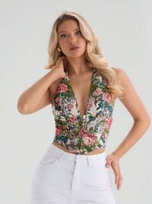 Glamine Women's Vacation Floral Jacquard Fashion Sleeveless Tank Top - Multicolor - View 5
