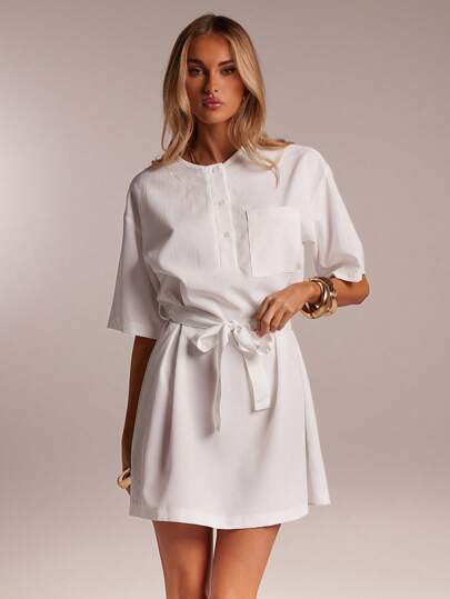 SHEIN Forever 21 夏季女士浪漫/舞会/正式/生日/90 年代服装/商务休闲女士/优雅/西部服装/外出/时尚/休闲/Y2k 服装/俱乐部/办公室/鸡尾酒会/复古/紧身/狂欢服装节日/有趣/优雅/老钱/街头服饰/度假服装/乡村音乐会服装/工作服/端庄/春假/单身女郎服装/音乐会/坏人/基本款/毕业/ A 字裙/短款/白色迷你裙