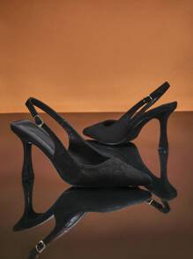 SHUZIA Tacones con tira trasera de uso versátil y diario para mujer - Negro - Ver 5
