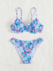 Swim Mod Swimsuit Set, Old-Style Random Print For Summer Beach Vacation - Multicolor - View 3
