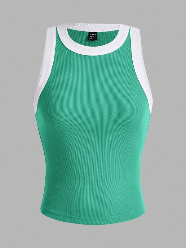 SHEIN BASICS 女士夏季罗纹修身休闲吊带背心