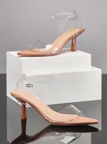 SHUZIA Women's Minimalist Pointed Insole Ankle Strap Heeled Sandals - Beige - View 3