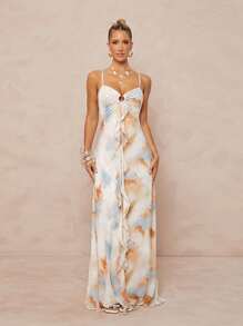 Lumalex 高腰度假海滩时尚褶皱优雅女神性感连衣裙女