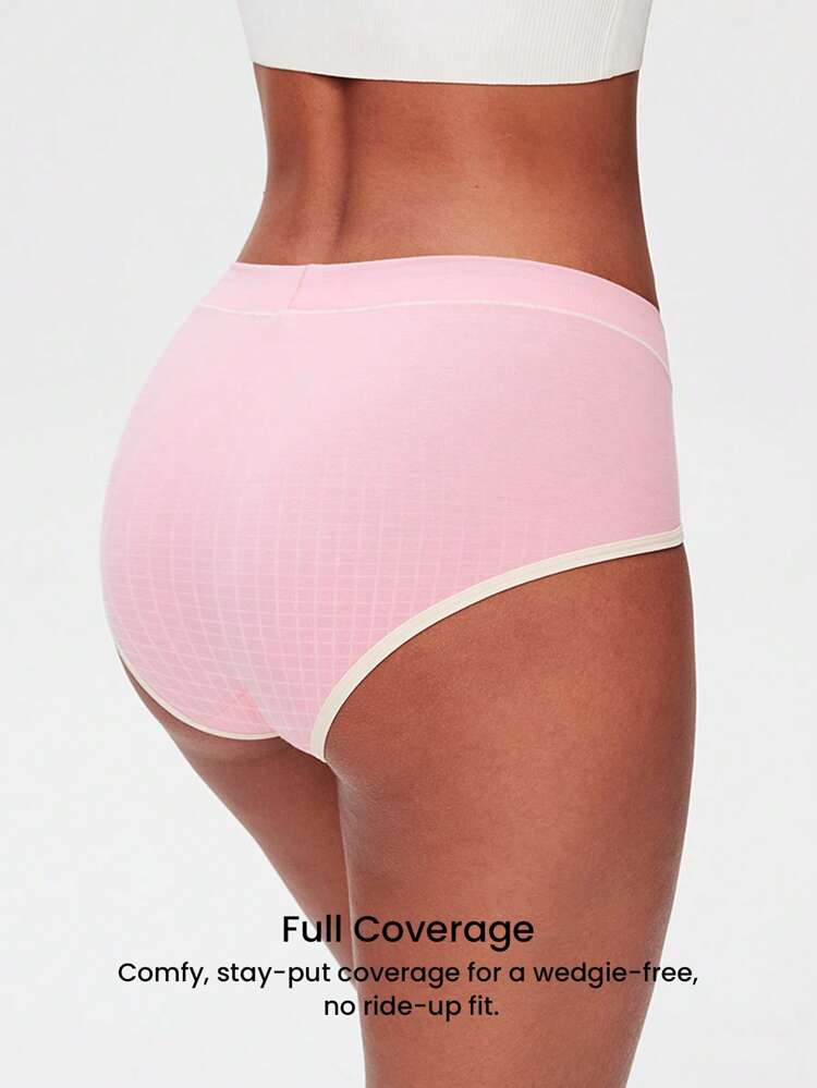 2-Pack Cotton Mid Waist Briefs Women Underwear Panties Set