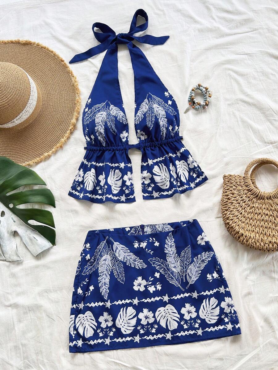 Soleia 波西米亚风、浪漫花卉、度假风、花卉 7 月 4 日服装夏季两件套狂欢服装节日跨年夜服装/风骚服装寒冷天气服装/滑冰服装约会夜服装度假服装女士两件套日常服装