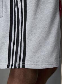 NEON BLANC Men's Streetwear-Inspired Gray Star Embroidery Personalized Knitted Shorts, School - Grey - View 6