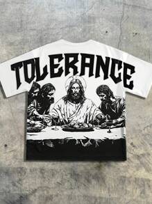 AXEPEAK Men's Loose-Fit Drop Shoulder Casual Knit T-Shirt, Suitable For Daily Wear, Streetwear Friendly - White - View 1