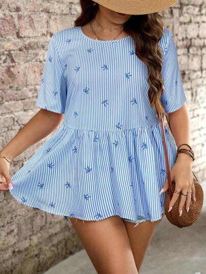 SHEIN LUNE 大码女士时尚衬衫，适合夏季