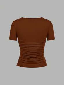 SHEIN EZwear 4 件套休闲简约纯色圆领短袖 T 恤女士，舒适合身，适合春夏季 - 彩色 - 查看 11