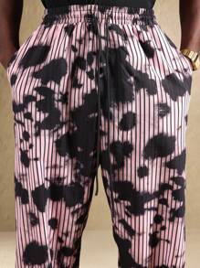 SUMWON Tie Dye Print Loose Fit Pants High Fashion Street Style Festival Daily Casual Wear Drawstring Pants Elastic Waist