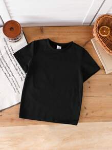 SHEIN 9件/套年轻男孩圆领短袖基本款T恤，1件黑色，1件红色，1件蓝色，1件白色，1件军绿色，1件藏青色，1件卡其色，1件黄色，1件湖蓝色 - 彩色 - 查看 6