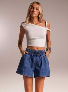 Avantive Summer Women 90s Casual Western Wear Going Out Y2k Club Graduation Denim Shorts - Medium Wash - View 3