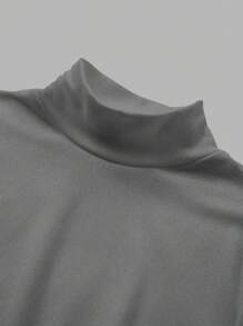 SHEIN BASICS 秋冬季基本款高领修身长袖纯色女式上衣，升级保暖内衬，时尚、休闲、舒适、百搭，不显臃肿