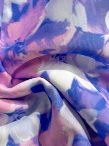 Soleia 女士度假甜美花卉印花露肩镂空露背系带沙滩连体泳衣 - 紫色 - 查看 6